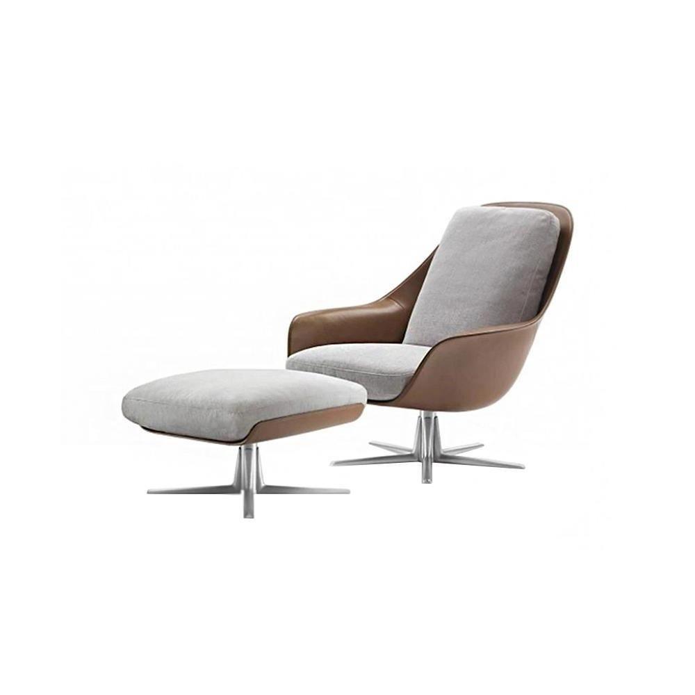 Herton Velvet Swivel Lounge Chair and Ottoman