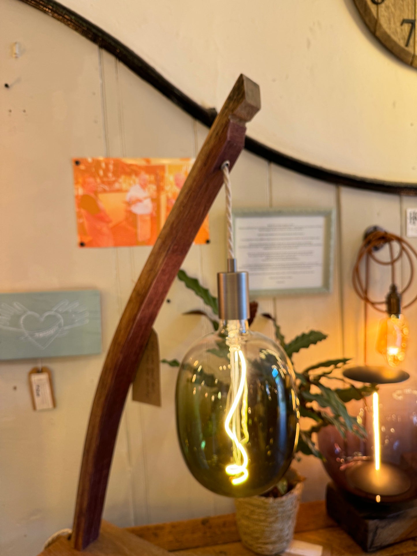 Elegant Curve Stave Table Lamp Handcrafted with Oak