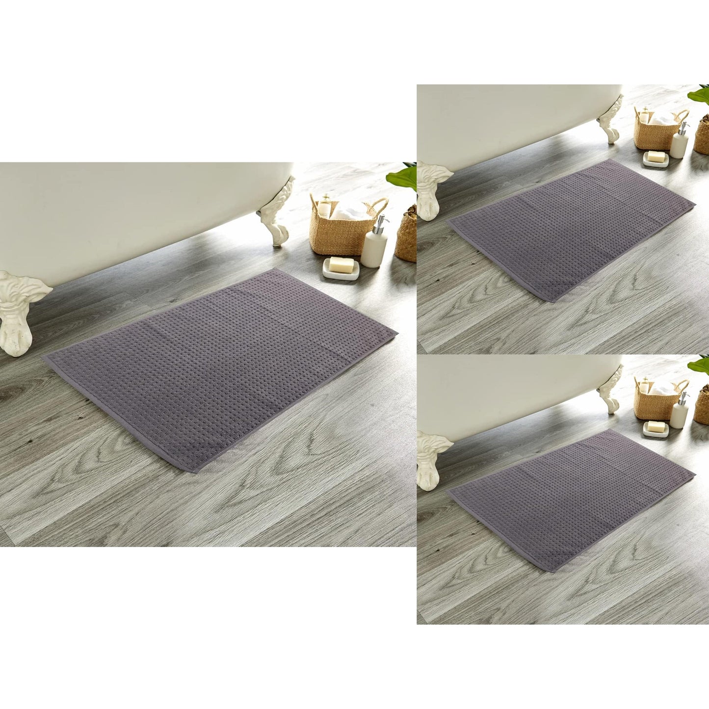 Bathmats Pack of 3 Luxe Ultra-Soft Deep Cotton Pile Eco-Friendly Absorbent Quick-Drying Premium Cotton Rug  by OLIVIA ROCCO