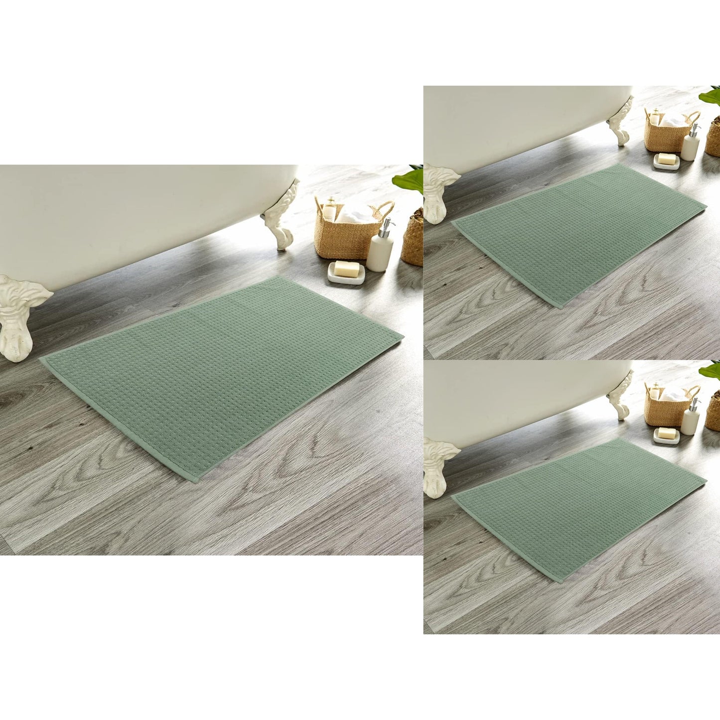 Bathmats Pack of 3 Luxe Ultra-Soft Deep Cotton Pile Eco-Friendly Absorbent Quick-Drying Premium Cotton Rug  by OLIVIA ROCCO