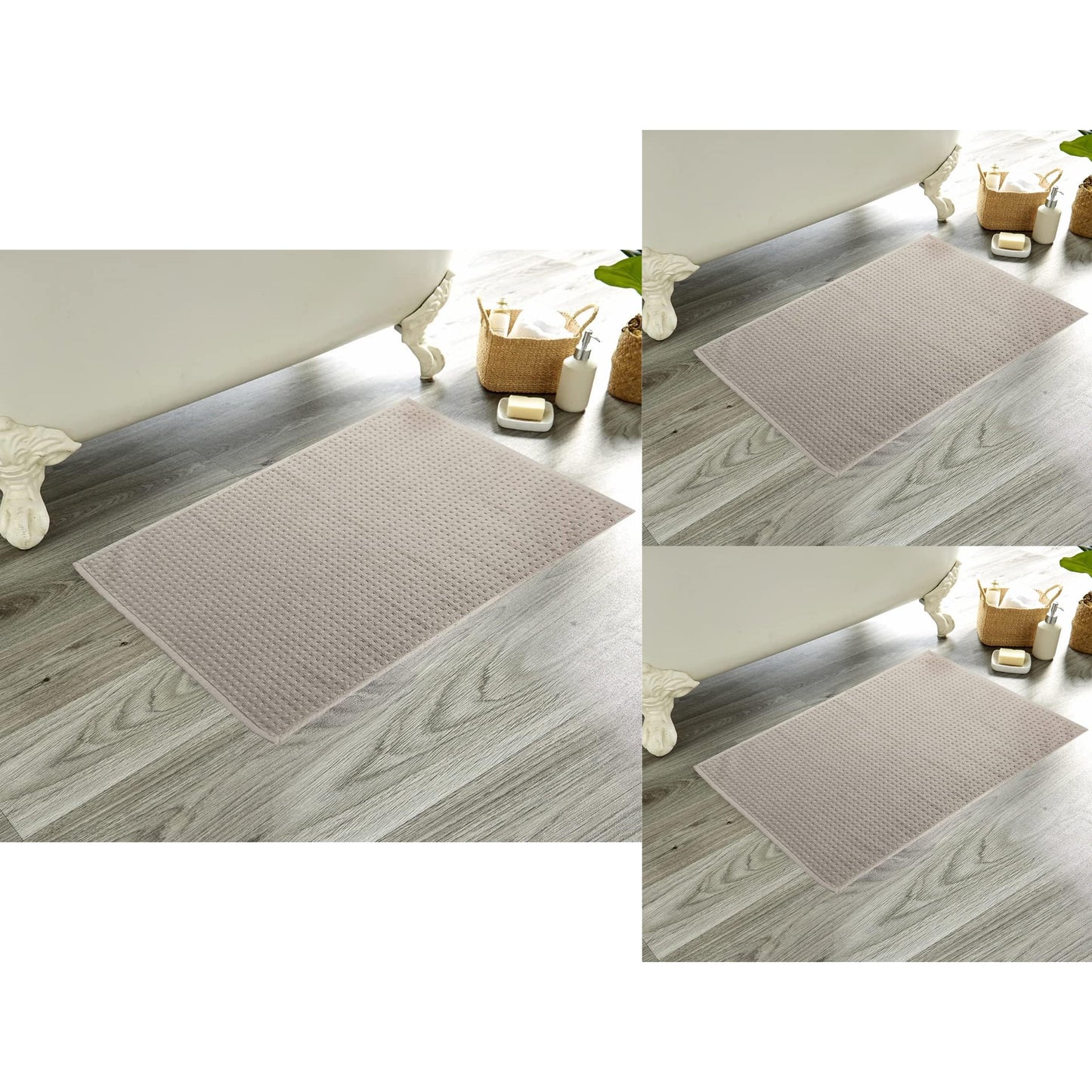 Bathmats Pack of 3 Luxe Ultra-Soft Deep Cotton Pile Eco-Friendly Absorbent Quick-Drying Premium Cotton Rug  by OLIVIA ROCCO