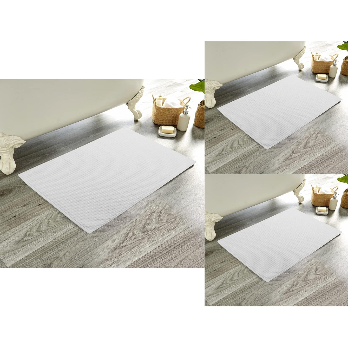 Bathmats Pack of 3 Luxe Ultra-Soft Deep Cotton Pile Eco-Friendly Absorbent Quick-Drying Premium Cotton Rug  by OLIVIA ROCCO