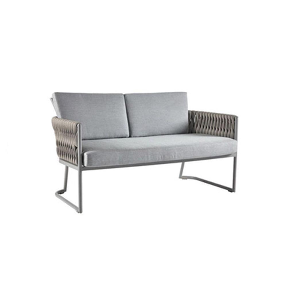 Gray sofa with wicker backrest on a white background  | Extraordinary Emporium UK