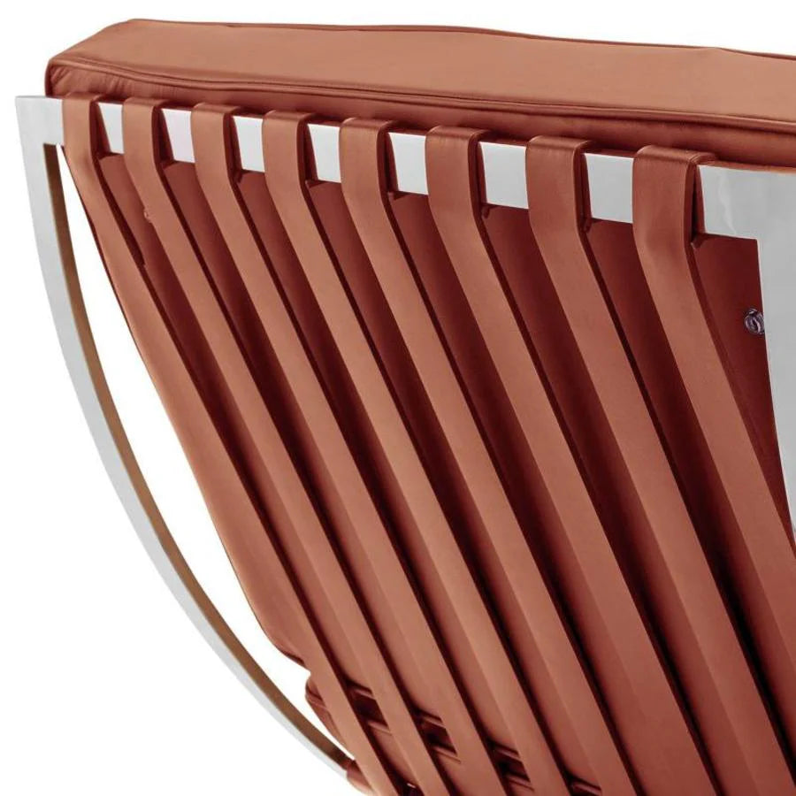 Modern Barcelona Designer Chair & Ottoman Genuine Leather