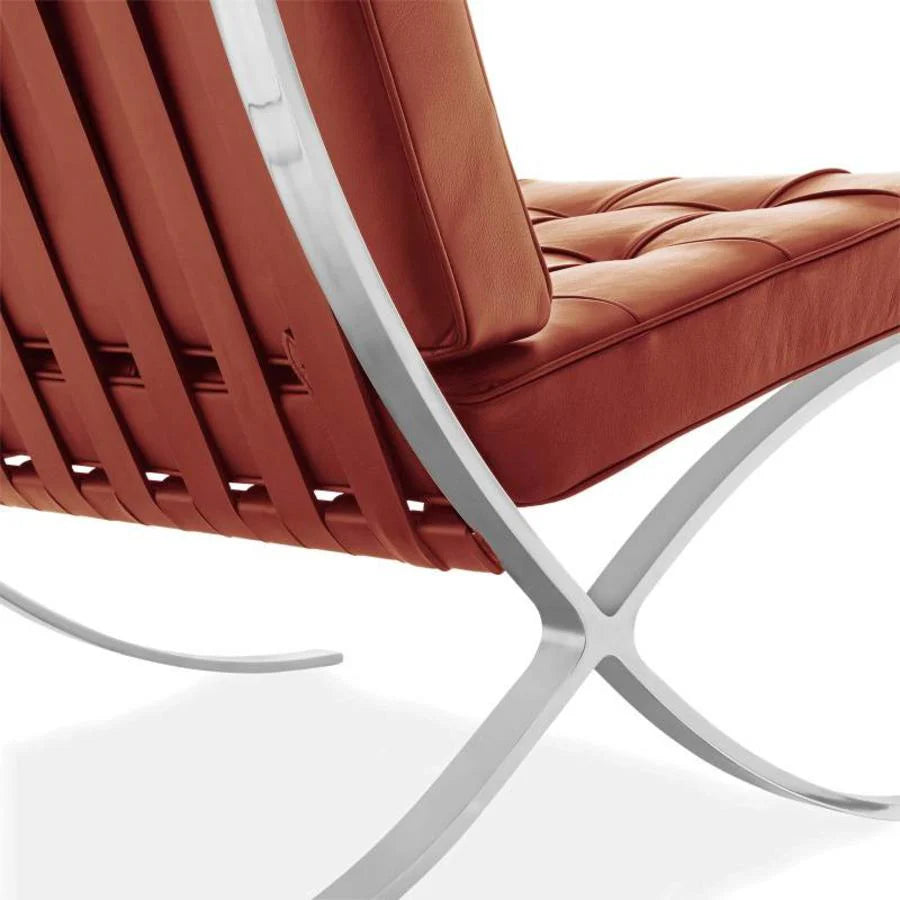 Modern Barcelona Designer Chair & Ottoman Genuine Leather