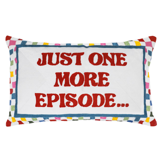 Needlepoint Cushion | Just One More Episode | Hand Stitched