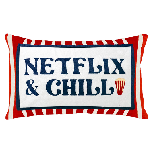 Needlepoint Statement Cushion | Netflix & Chill | Handmade