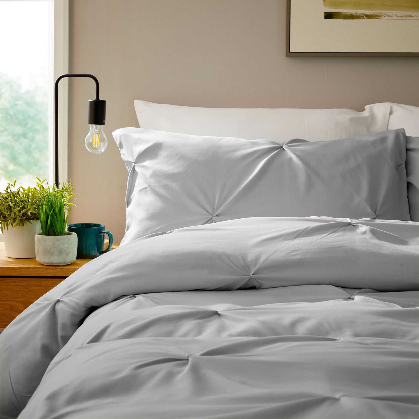 Duvet Cover Set + Pillowcases Grey Microfibre | Soft Breathable Easy Care