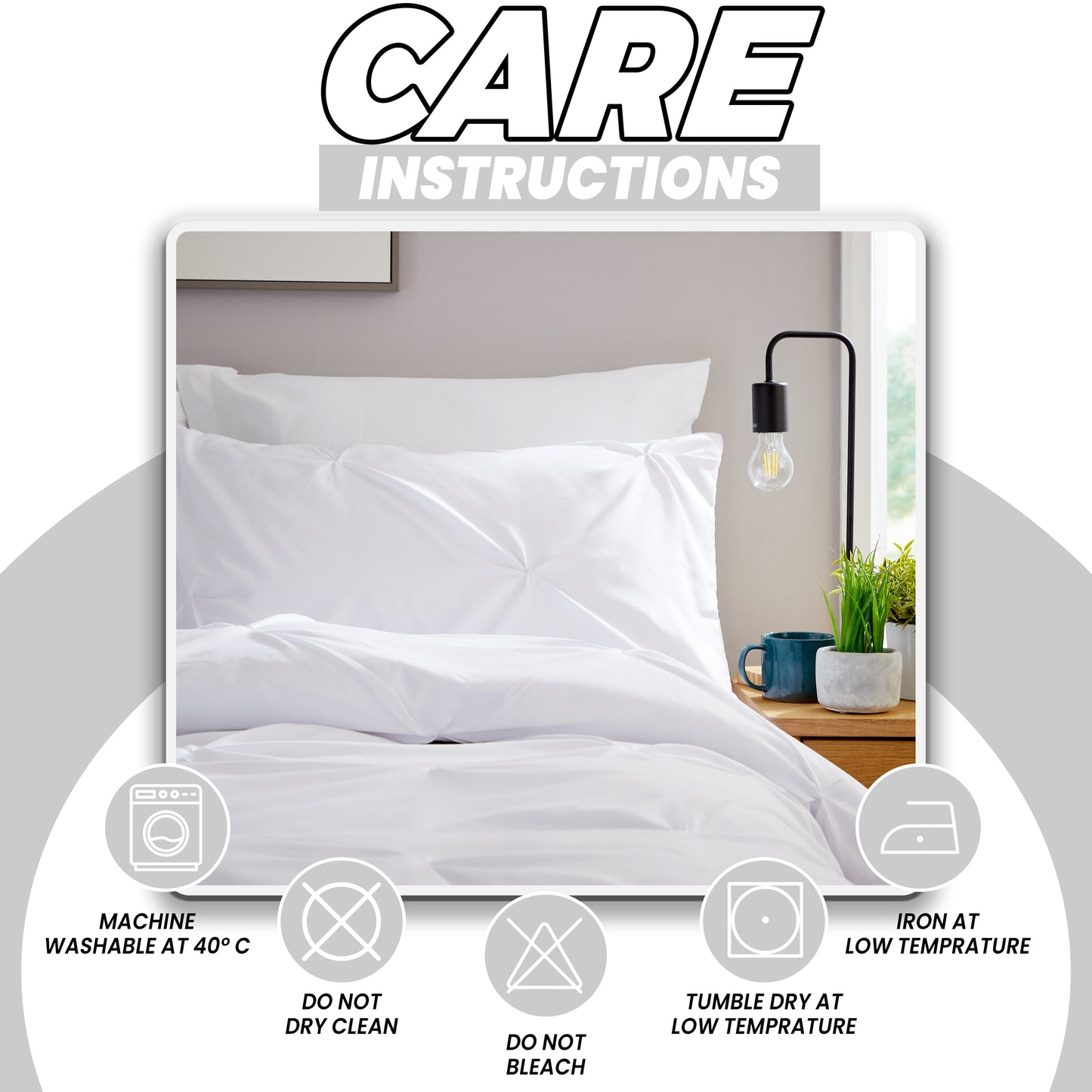 Pintuck White Microfibre Duvet Cover Set | Easy Care Bedding