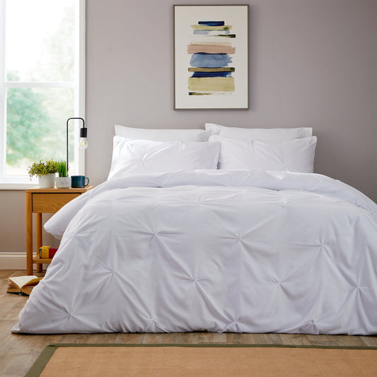 Pintuck White Microfibre Duvet Cover Set | Easy Care Bedding
