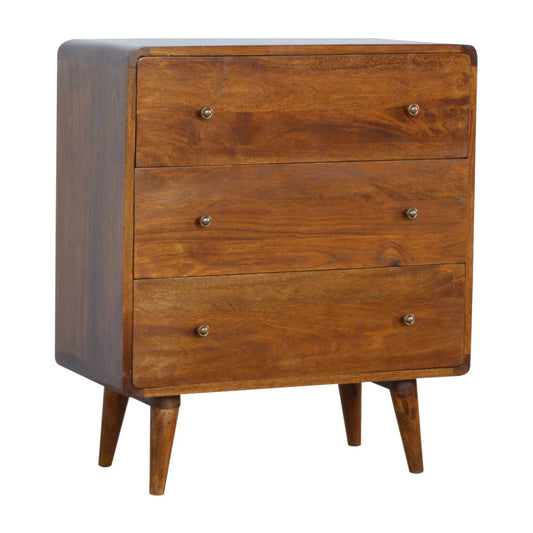 Curved Chest Chestnut Finish Sustainable Solid Wood Nordic Design