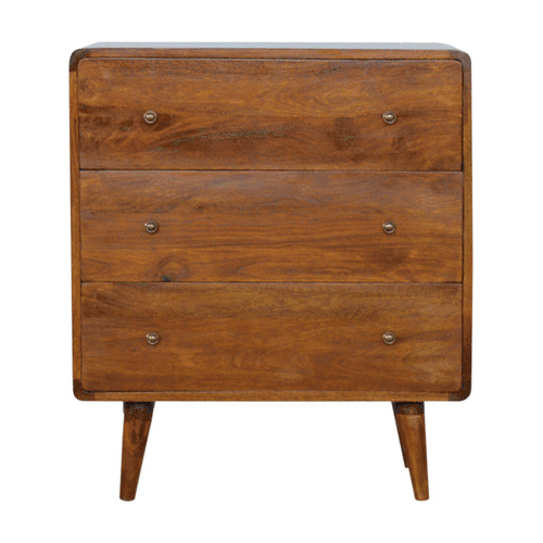 Curved Chest Chestnut Finish Sustinable Solid Wood ood Nordic Design