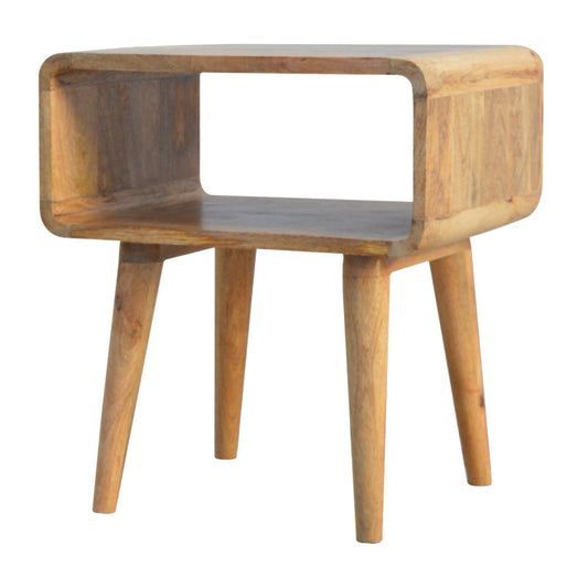 Minimalist Design Curved Table Light Oak-ish Finish Solid Stainable Wood