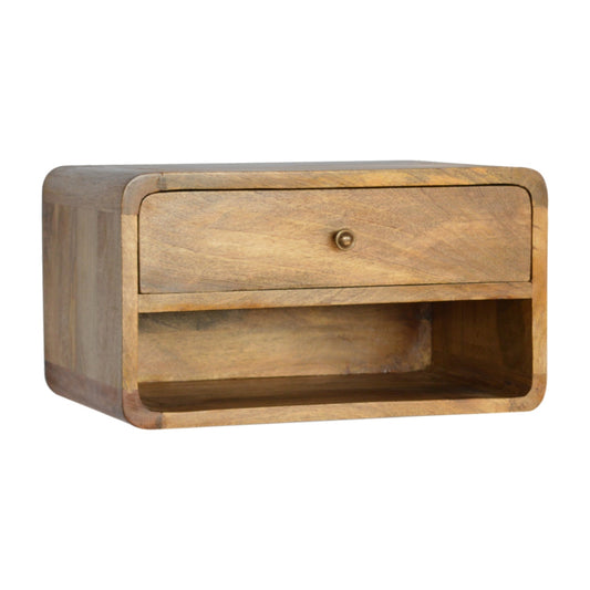 Artisan Minimalist Floating Shelf Unit Solid Wood Oak-ish Finish