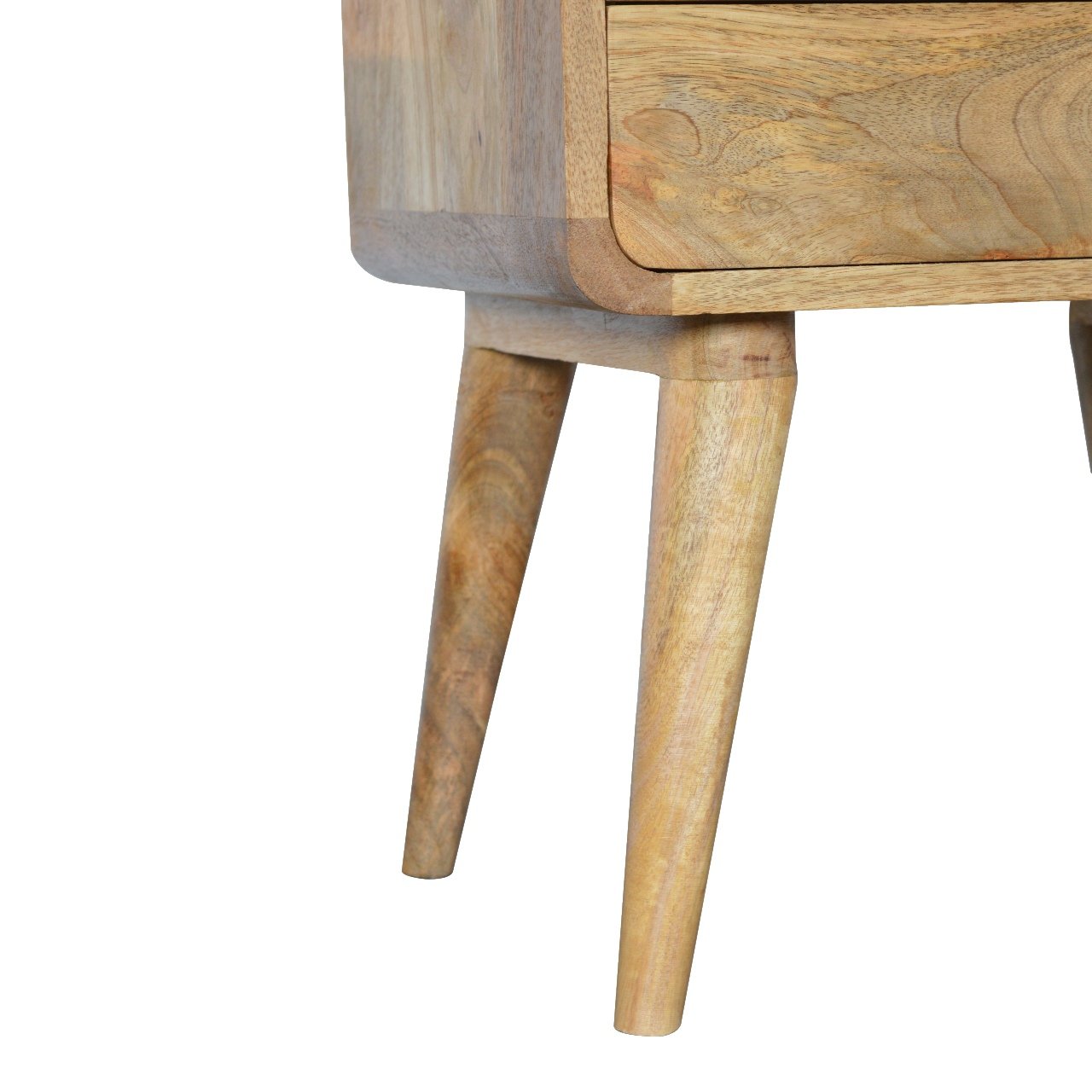 Curved Corner Table Oak-ish Finish Solid Sustainable Wood Nordic Design