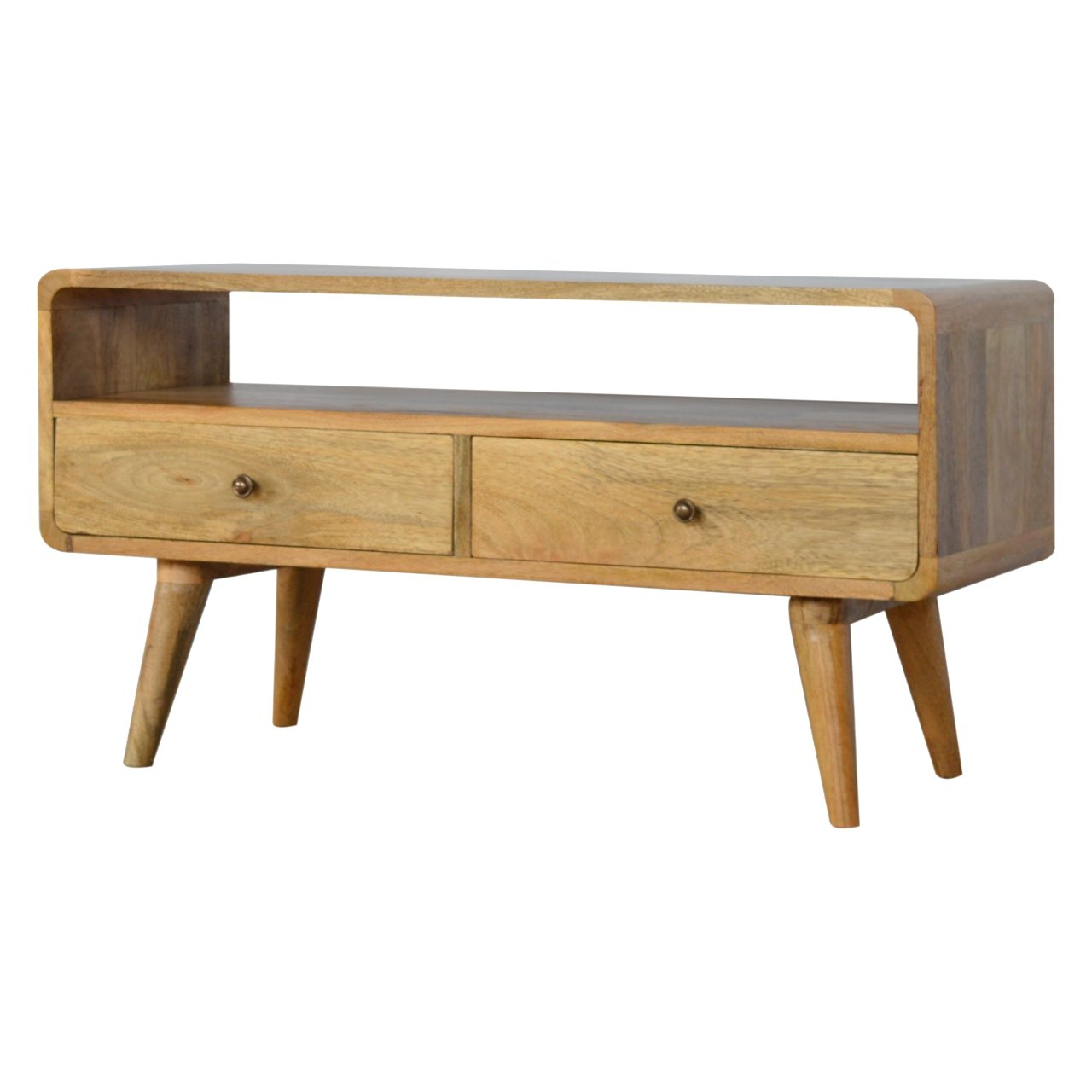 Media Unit | Solid Wood Oak-ish Finish | Sustainable Mango Wood