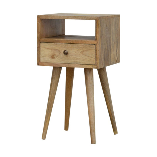 Minimalist Mini Bedside Cabinet Solid Wood Scandanavian Design Oak-ish Finish
