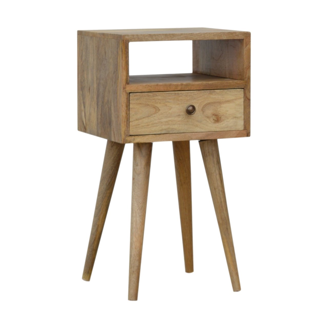 Minimalist Mini Bedside Cabinet Solid Wood Scandanavian Design Oak-ish Finish