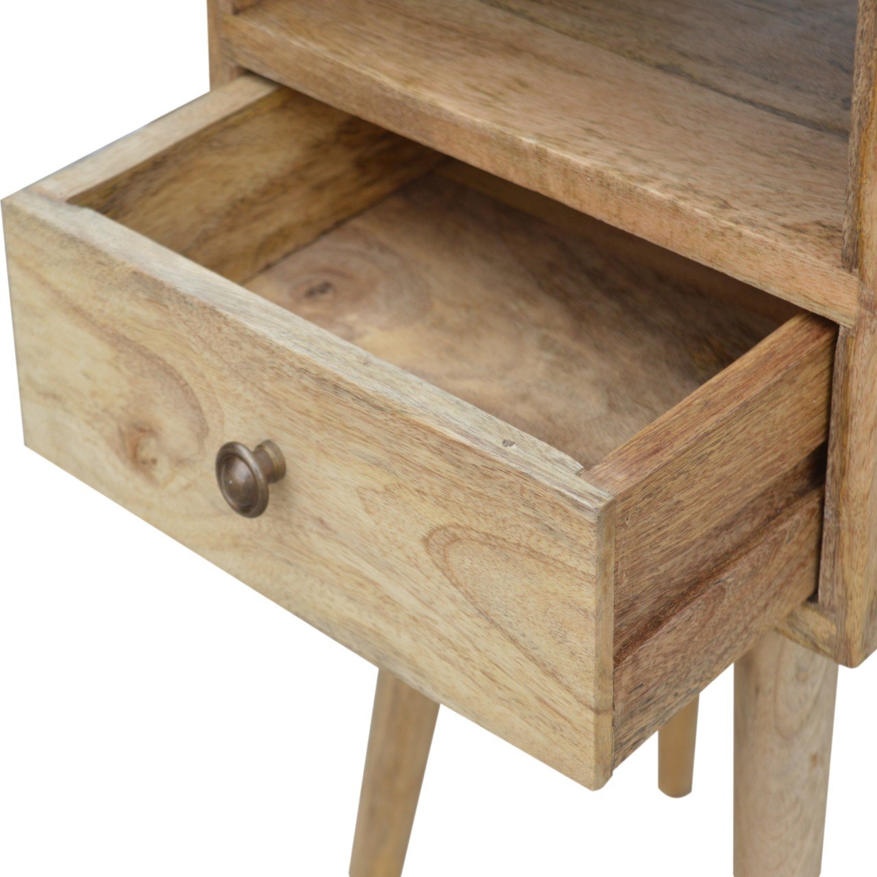Minimalist Mini Bedside Cabinet Solid Wood Scandanavian Design Oak-ish Finish
