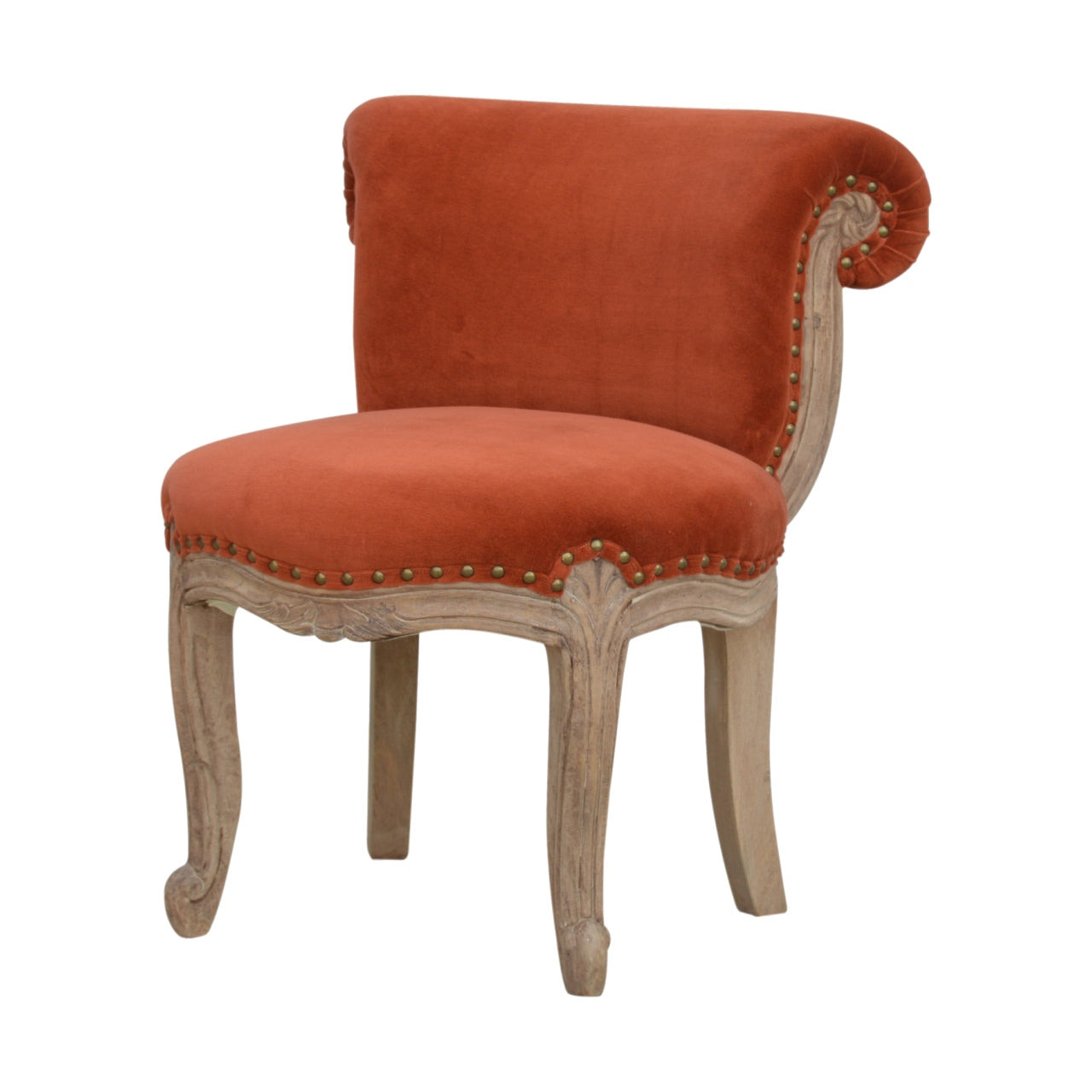 Armchair Brick Red Velvet | Studded | Hand Finished
