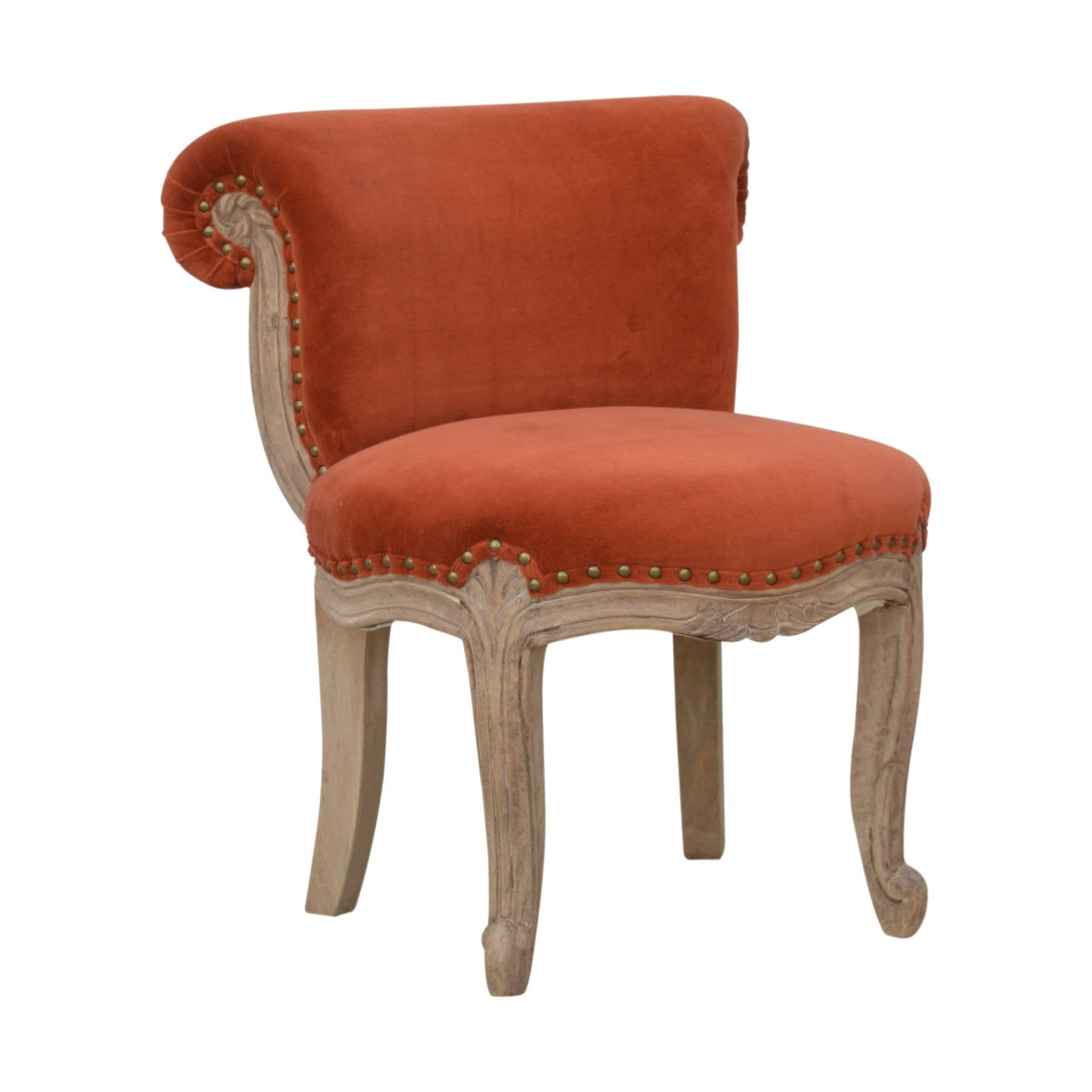 Armchair Brick Red Velvet | Studded | Hand Finished