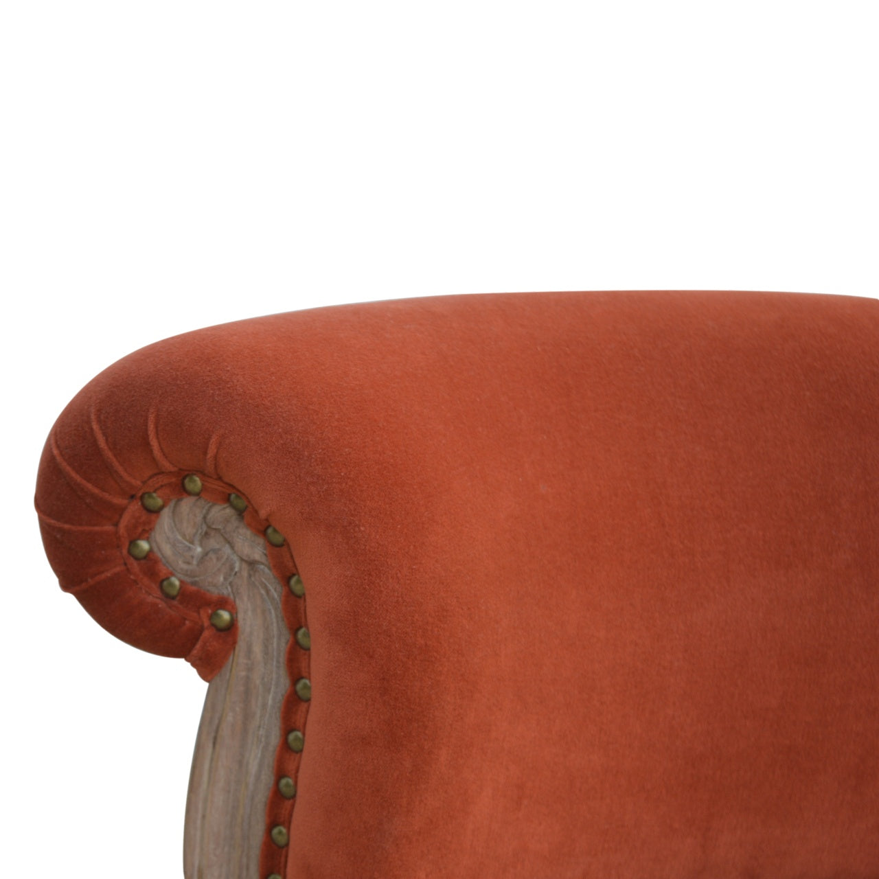 Armchair Brick Red Velvet | Studded | Hand Finished