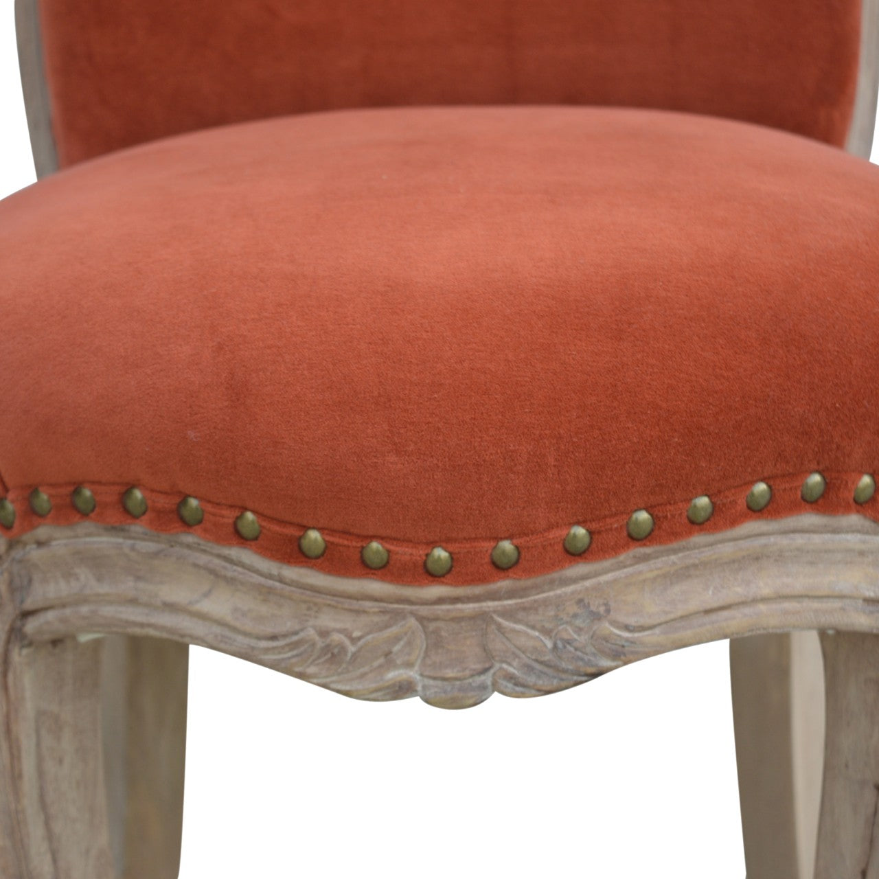 Armchair Brick Red Velvet | Studded | Hand Finished