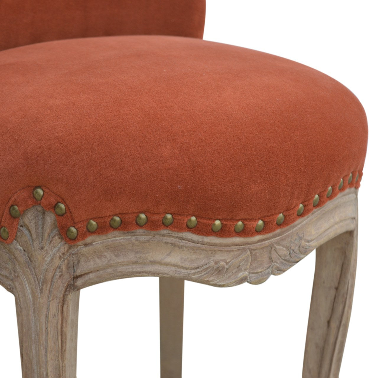 Armchair Brick Red Velvet | Studded | Hand Finished