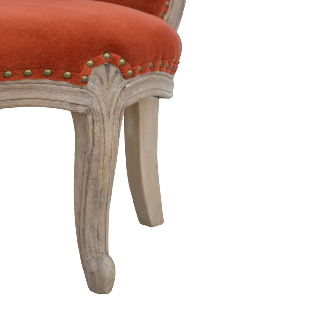 Armchair Brick Red Velvet | Studded | Hand Finished