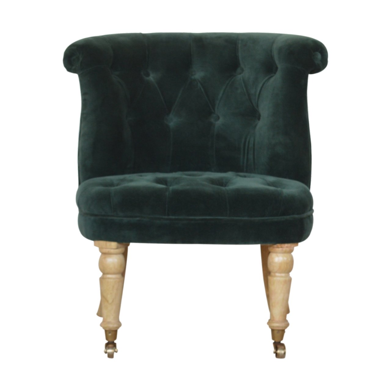 Petite Accent Chair | Emerald Velvet | Hand Carved