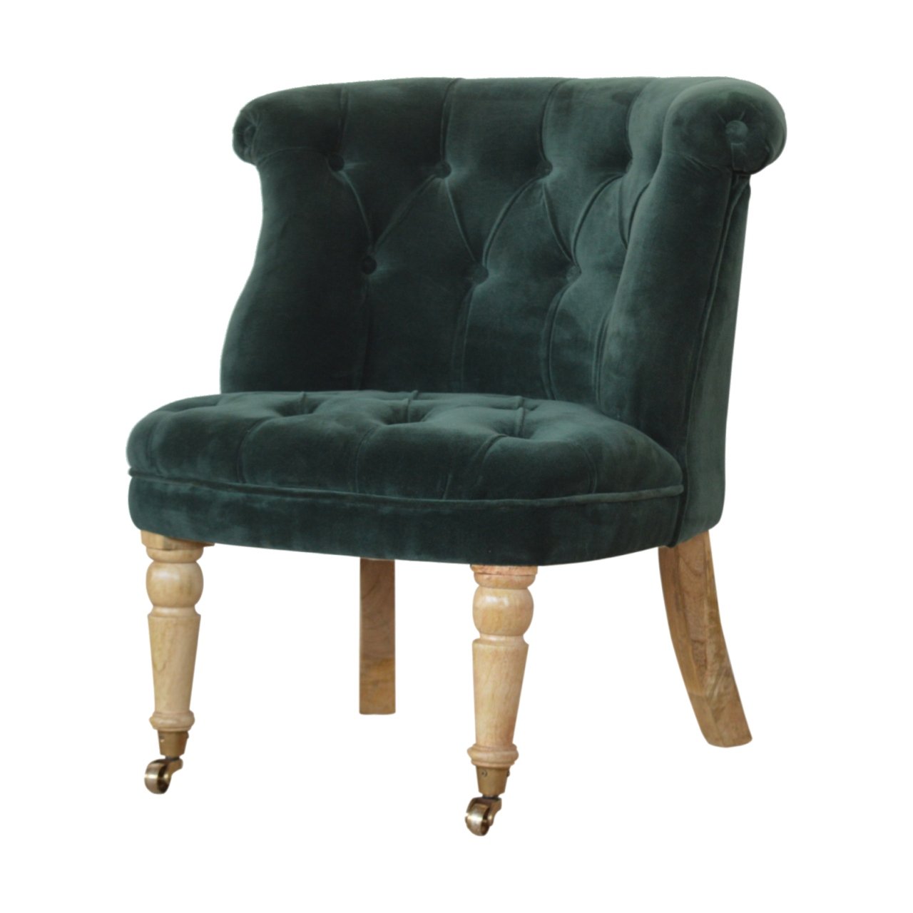Petite Accent Chair | Emerald Velvet | Hand Carved