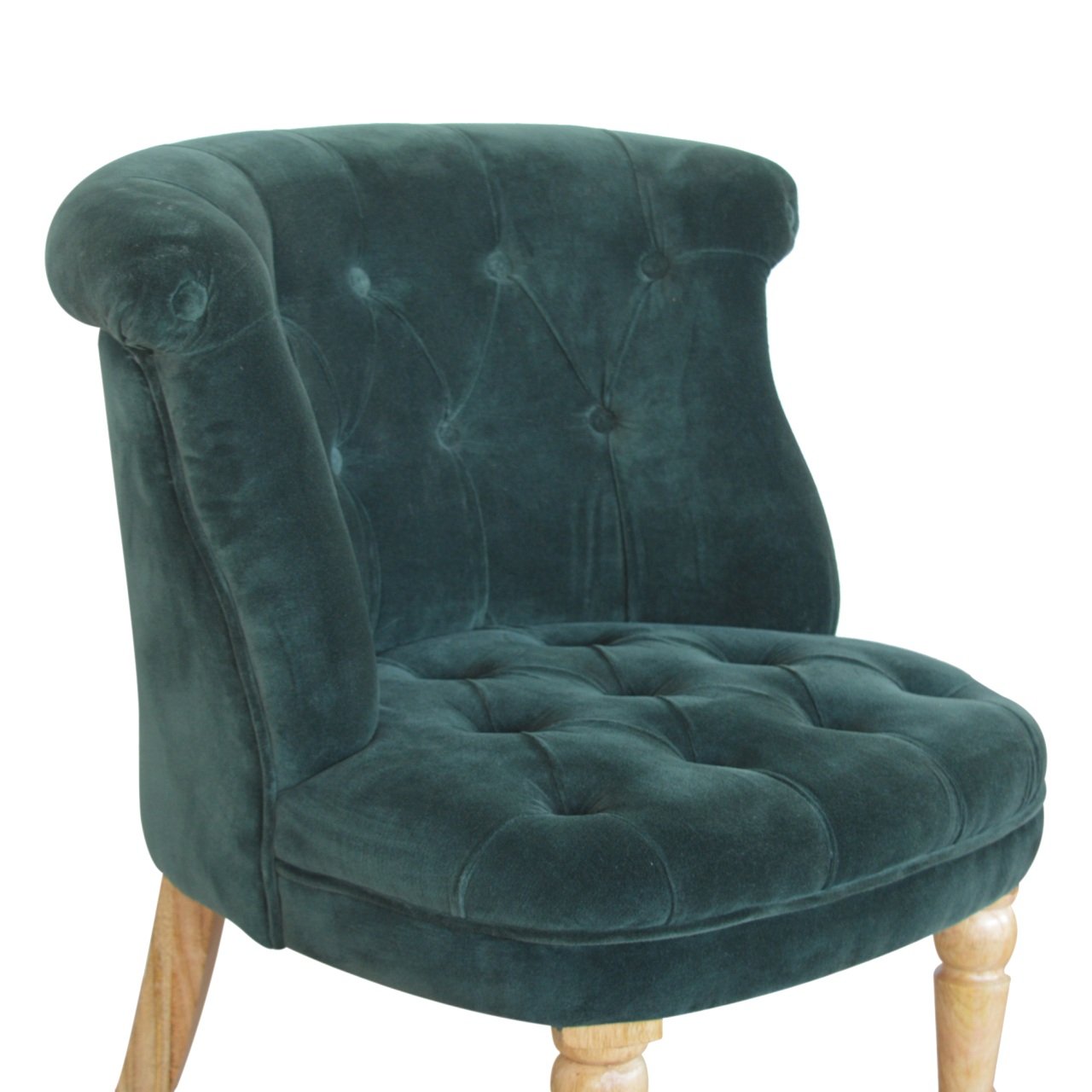 Petite Accent Chair | Emerald Velvet | Hand Carved