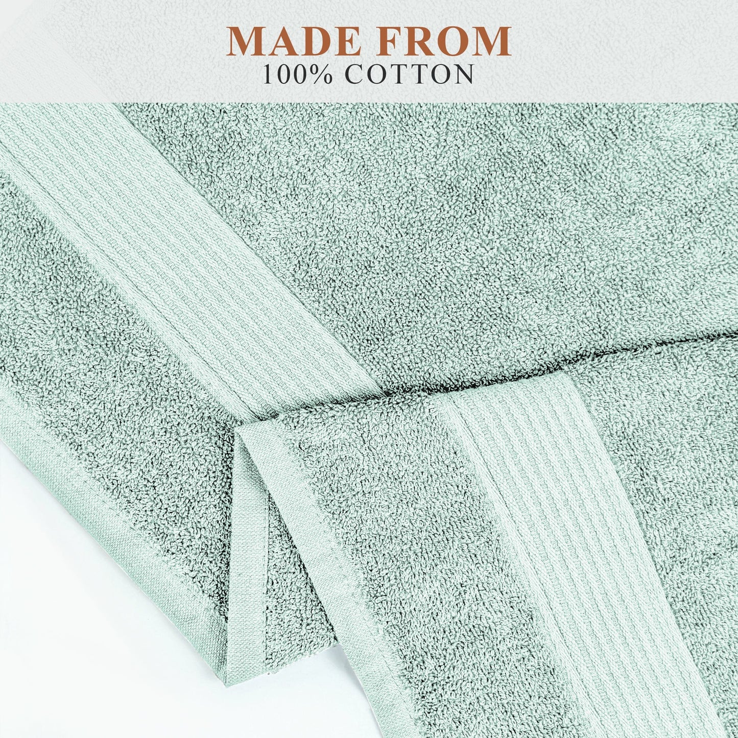 Rhodes Towel Seafoam Hand Bath Towels, Sheets & Face Cloths |100% Cotton Hotel Quality