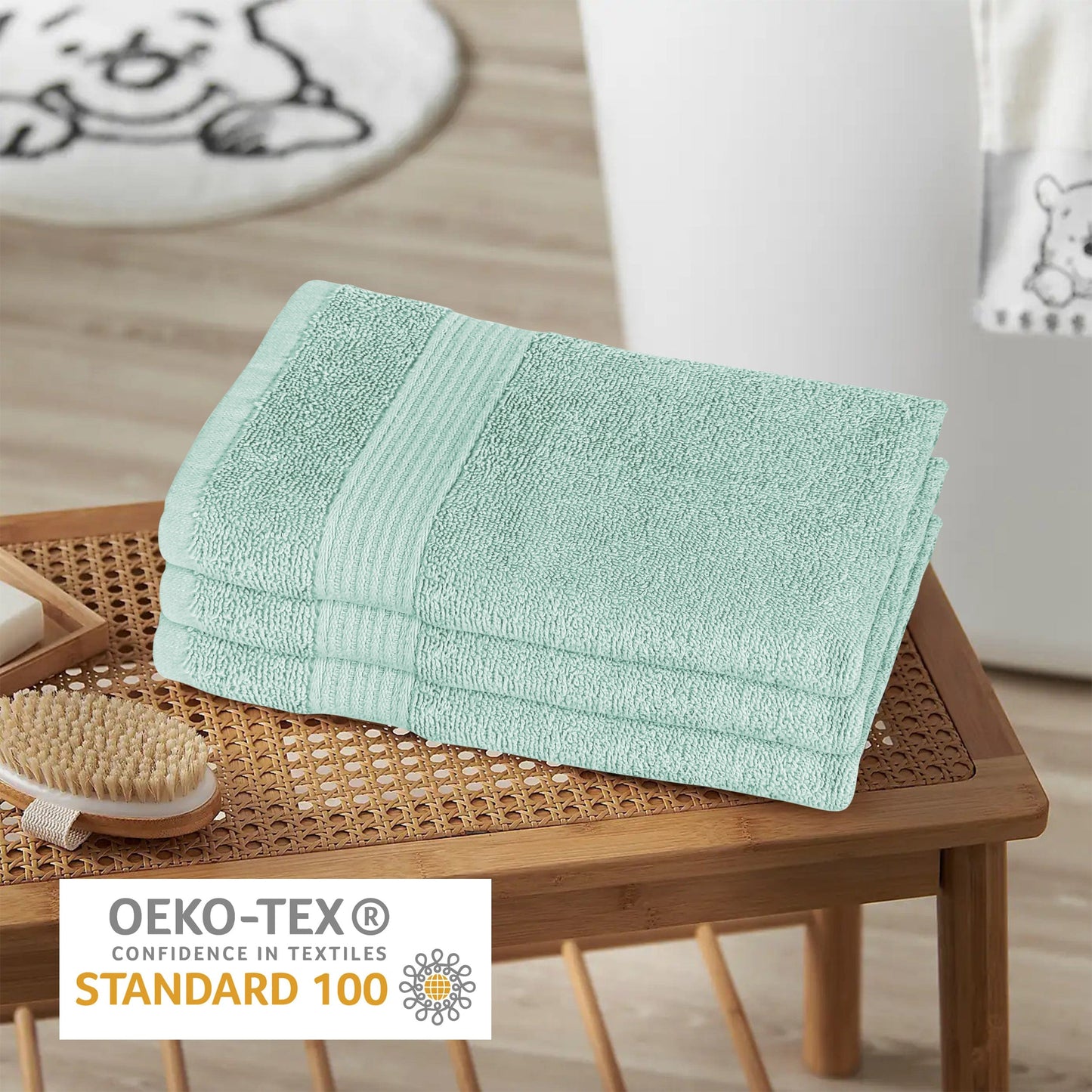 Rhodes Towel Seafoam Hand Bath Towels, Sheets & Face Cloths |100% Cotton Hotel Quality