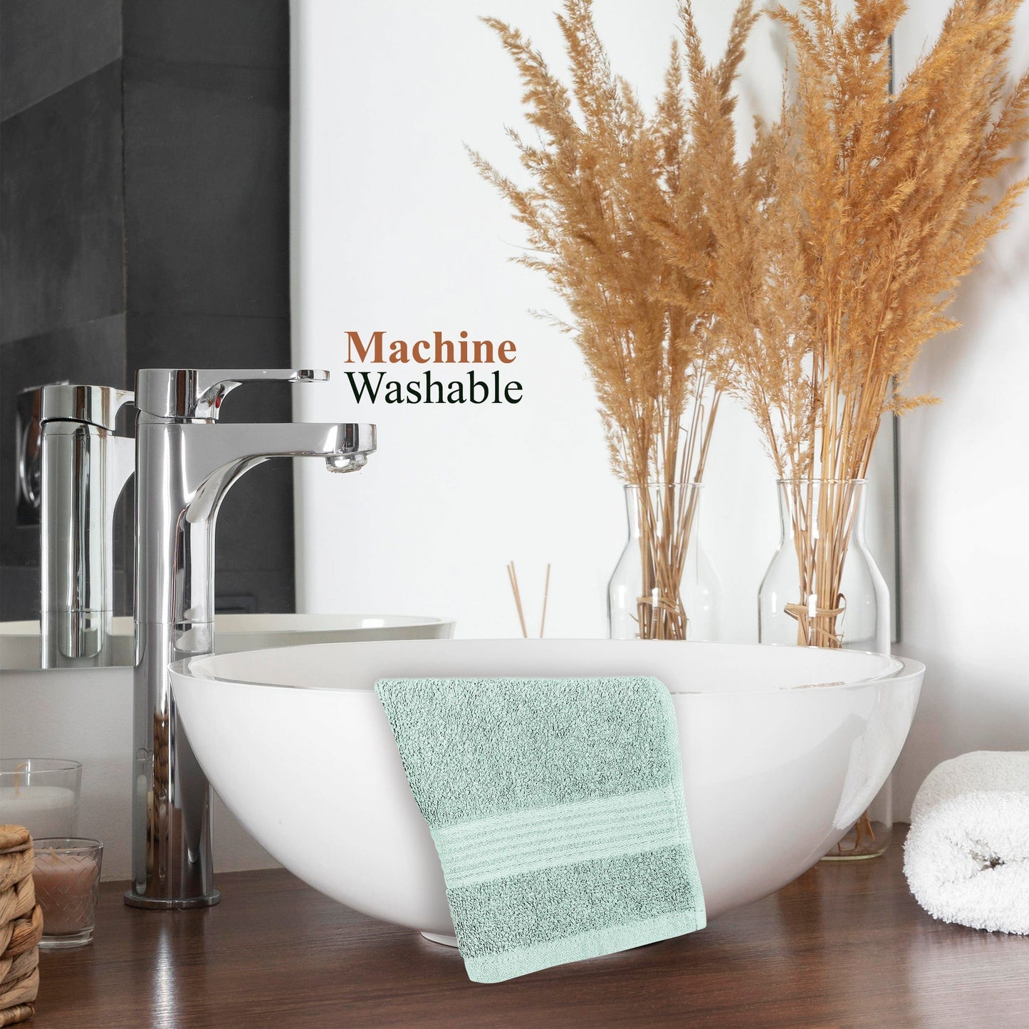 Rhodes Towel Seafoam Hand Bath Towels, Sheets & Face Cloths |100% Cotton Hotel Quality