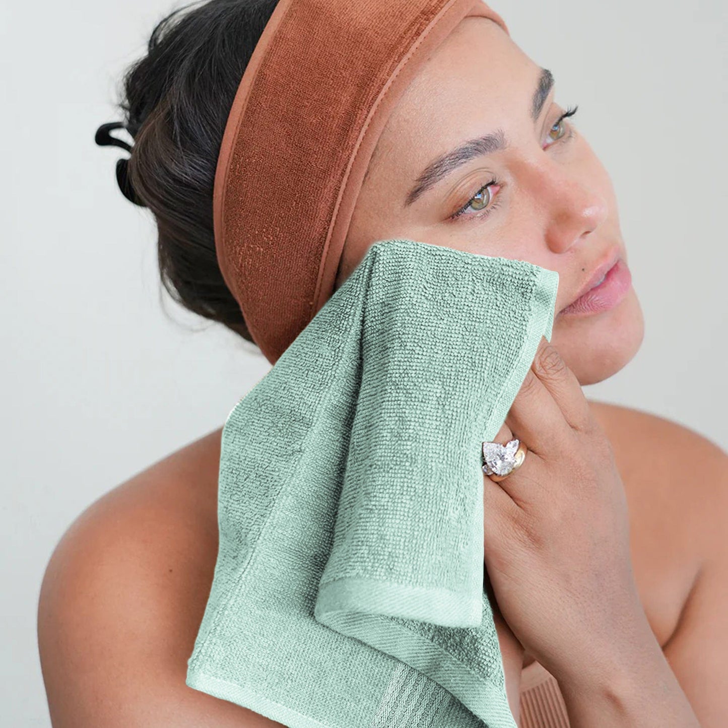Rhodes Towel Seafoam Hand Bath Towels, Sheets & Face Cloths |100% Cotton Hotel Quality