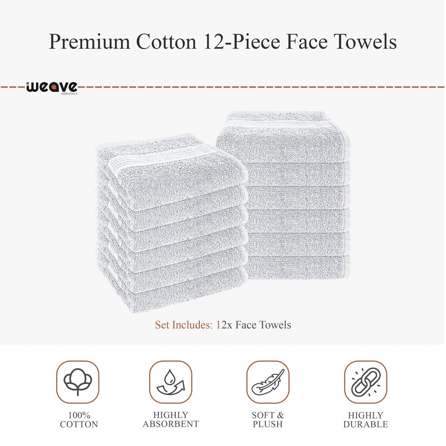 Rhodes Towel White 100% Cotton Hotel Quality Soft Super Absorbent Hand Bath Towels, Sheets & Face Cloths by OLIVIA ROCCO
