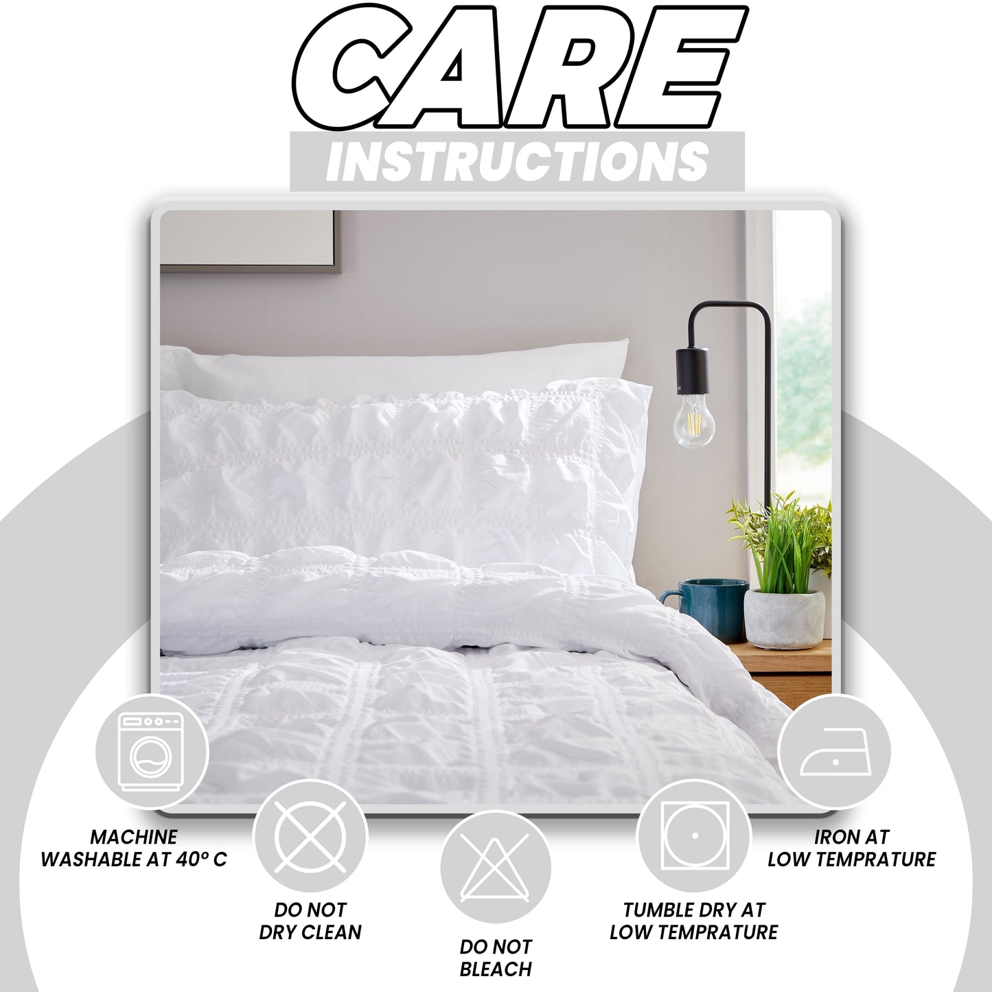 Soho White Duvet Cover Set with Pillowcases | Microfibre Quilted Easy Care | Shop Online UK