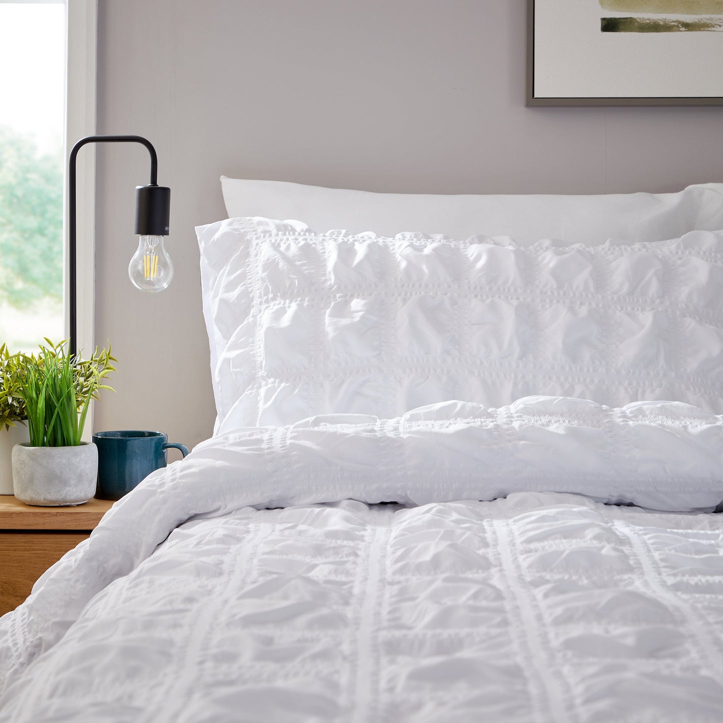 Soho White Duvet Cover Set with Pillowcases | Microfibre Quilted Easy Care | Shop Online UK