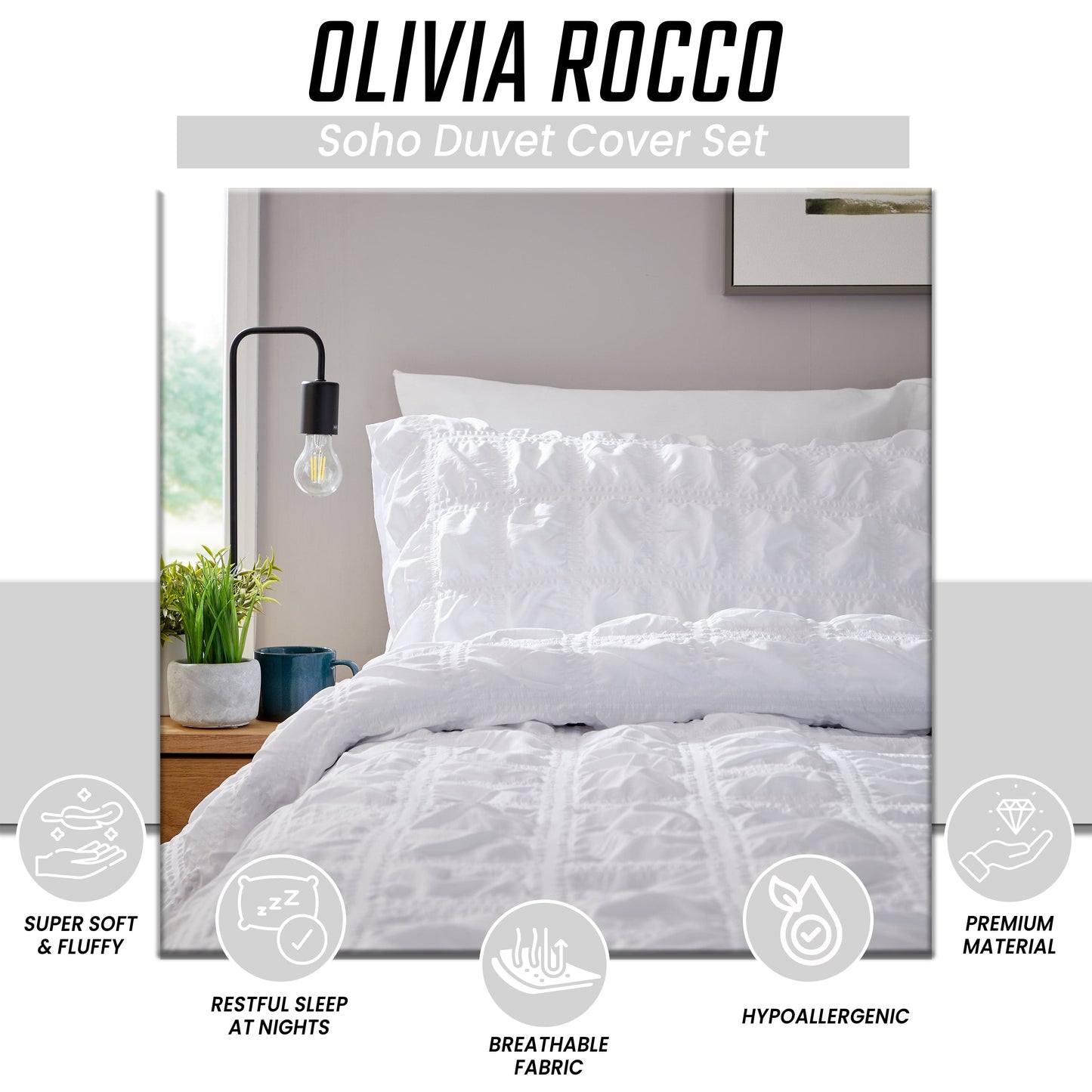 Soho White Duvet Cover Set with Pillowcases | Microfibre Quilted Easy Care | Shop Online UK
