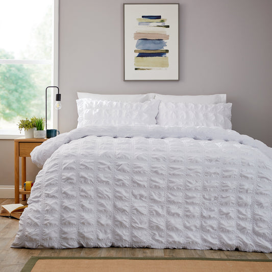 Soho White Duvet Cover Set with Pillowcases | Microfibre Quilted Easy Care | Shop Online UK