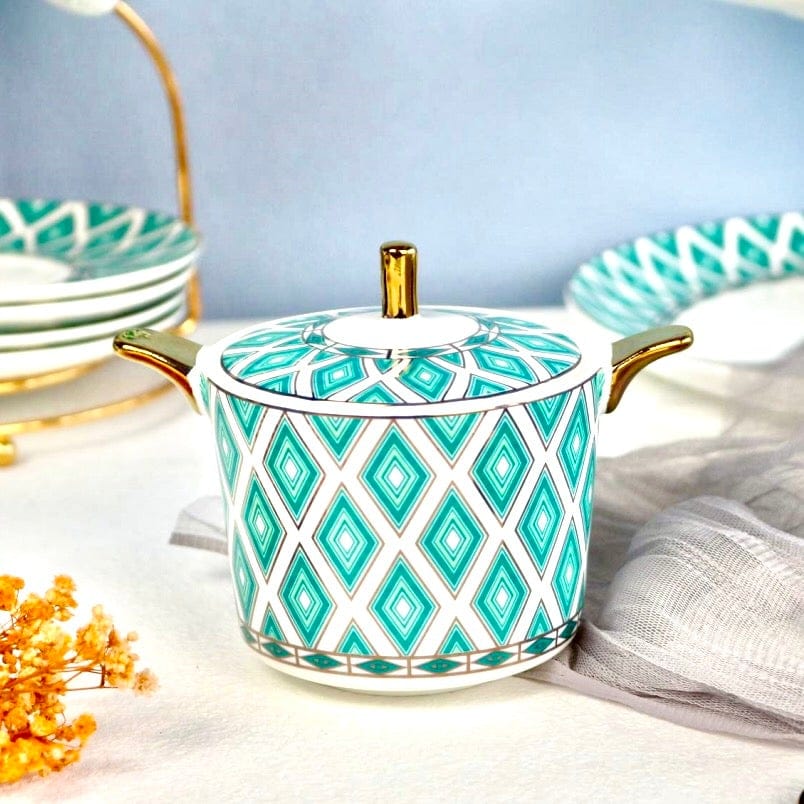 Edwardian Emerald Bone China Tea Set | 24k Gold Finish