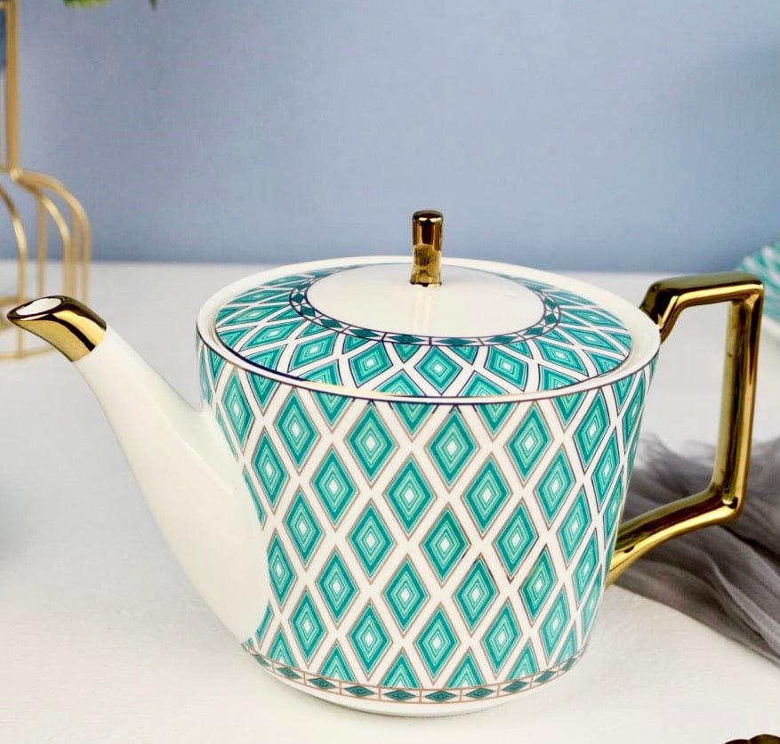 Edwardian Emerald Bone China Tea Set | 24k Gold Finish